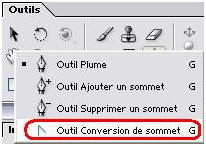 Selectionnez l'Outil Conversion de Sommet