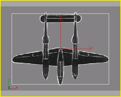 Fenêtre Dessus alignée sur la boîte d'étalonnage: l'avion de l'image se trouve à l'intérieur du rectangle blanc de la boite créée précédemment