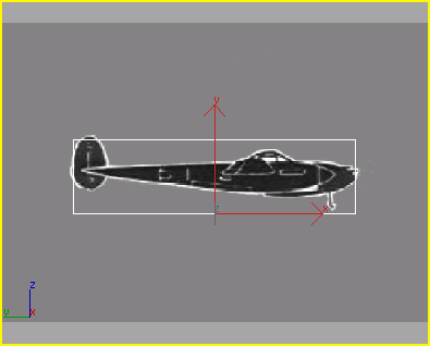 Fenêtre Gauche alignée sur la boîte d'étalonnage: l'avion de l'image se trouve à l'intérieur du rectangle blanc de la boite créée précédemment